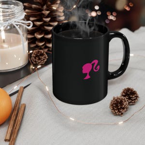 Barbie Mug, Black Coffee Mug, Pink and Black Mug, Barbie Gift, 11oz image 6