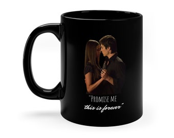 The Vampire Diaries Mug, Damon and Elena Mug, Delena Mug, Black Coffee Mug, TVD Mug, 11oz
