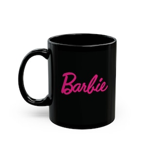 Barbie Tasse, Schwarze Kaffeetasse, Rosa und Schwarze Tasse, Barbie Geschenk, 11oz