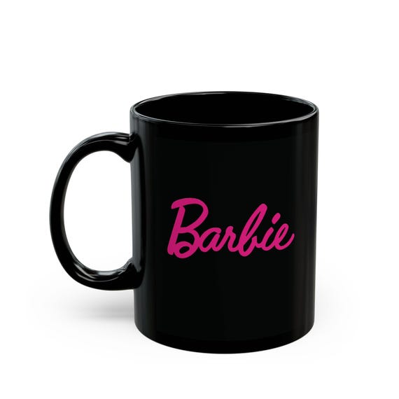 Barbie Mug, Black Coffee Mug, Pink and Black Mug, Barbie Gift, 11oz