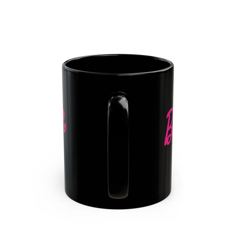 Barbie Mug, Black Coffee Mug, Pink and Black Mug, Barbie Gift, 11oz image 3
