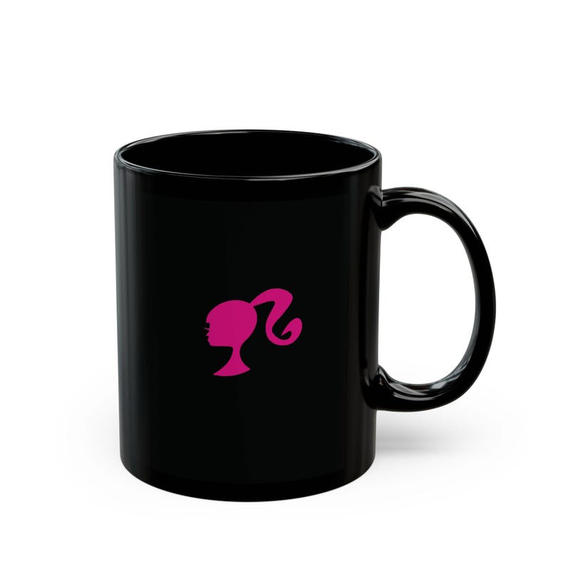 Barbie Mug, Black Coffee Mug, Pink and Black Mug, Barbie Gift, 11oz image 2