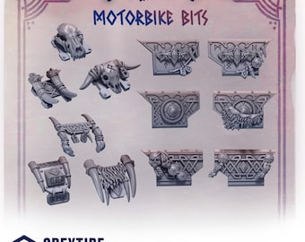 Outrider Bike Viking Conversion Kit – Space Wolves Bits for Primaris Bikes – Grimdark 3D Printed Resin Accessories