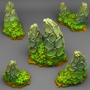 Fantastiska växter och stenar – Natursköna basbitar | 3D-utskrivna terrängdetaljer | Miniatyrbastillbehör | Två storleksalternativ del 2