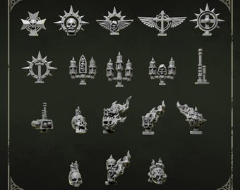 Eternal Pilgrim – Accessories, Bits, Candles & Tabard | Dark Fantasy Miniature Kit | Grimdark Tabletop Customization | Gothic Figure Parts