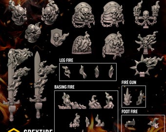 Cursed Company Conversion Kit – Legion of the Damned Bits for space warrior | Grimdark Skeleton Flame Upgrade | 3D Printed