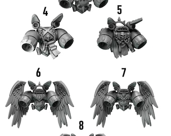 Crimson Lord Conversion Kit –Backpacks, Jet Packs & Cloaks – Compatible with Space warrior Heroic Sci-Fi Upgrades | 3D Printed