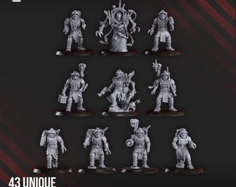 Pluto’s Mechanized Liquidation Team – Grimdark Sci-Fi Infantry Squad | 28–32mm Resin Wargame Miniatures