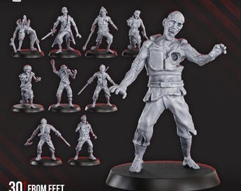 Pandemic Zombies Squad - 12K Ultra-HD Resin Miniatures | Sci-Fi Grimdark Poxwalkers, Plague Mutant Horde Proxies, Tabletop RPG Wargaming