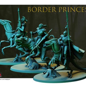 Space Elves Border Princes Squad | 12K High-Definition Resin Miniatures | Futuristic Dinosaur Mounted Knights for Tabletop Wargames & RPGs