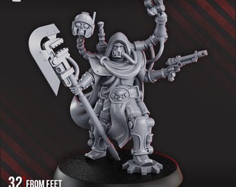 Archimech Engineer – 3D Printed Sci-Fi Tech Priest by Dakkadakka | Grimdark Mechanic Miniature | 28–32mm Wargame Character