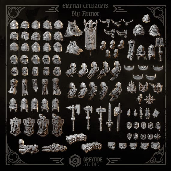 Eternal Crusaders Terminator Kit 12K Resin, Heavy Armor Upgrade Bits, Pièces d'Amélioration Black Templars GreyTide Studio
