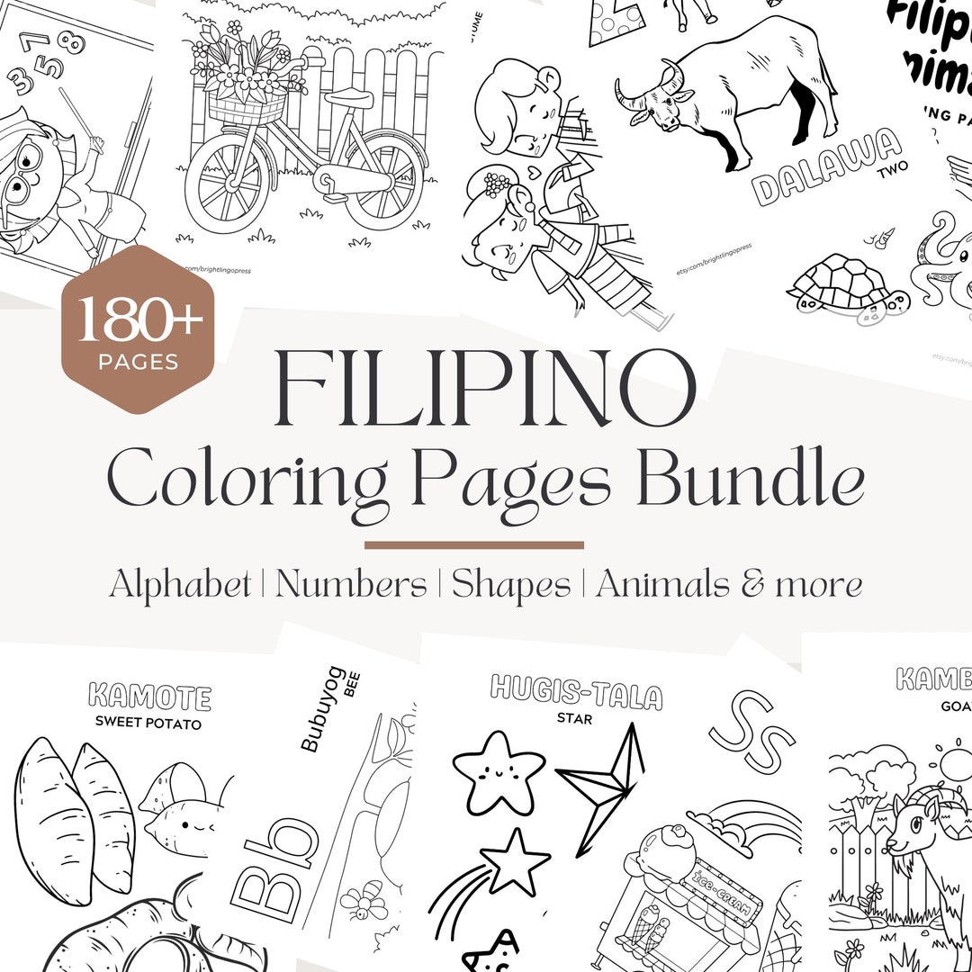 Filipino Coloring Bundle 180 Pages Tagalog English Coloring Pages