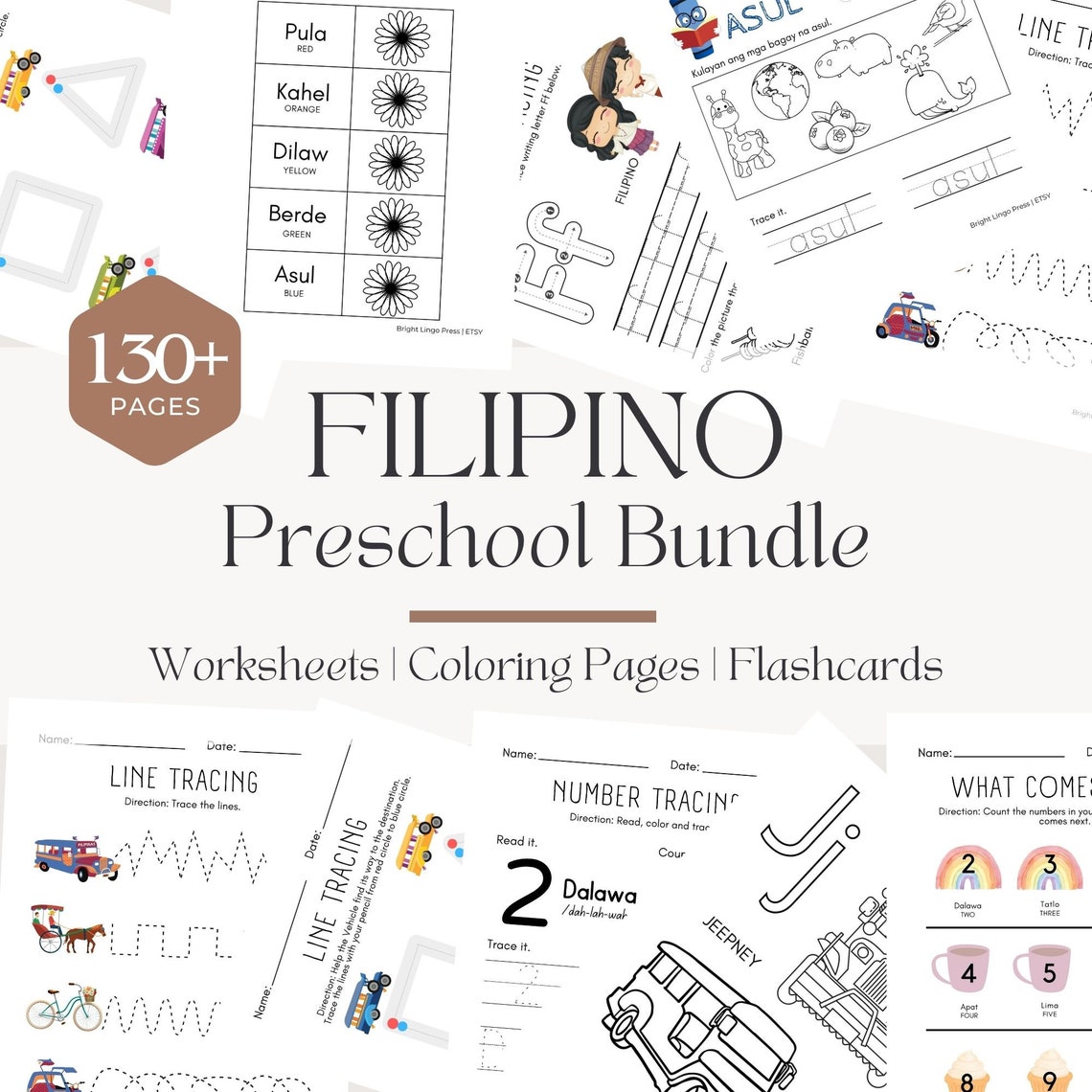 Filipino Preschool Bundle 130 Pages Tagalog Worksheets Coloring Pages ...
