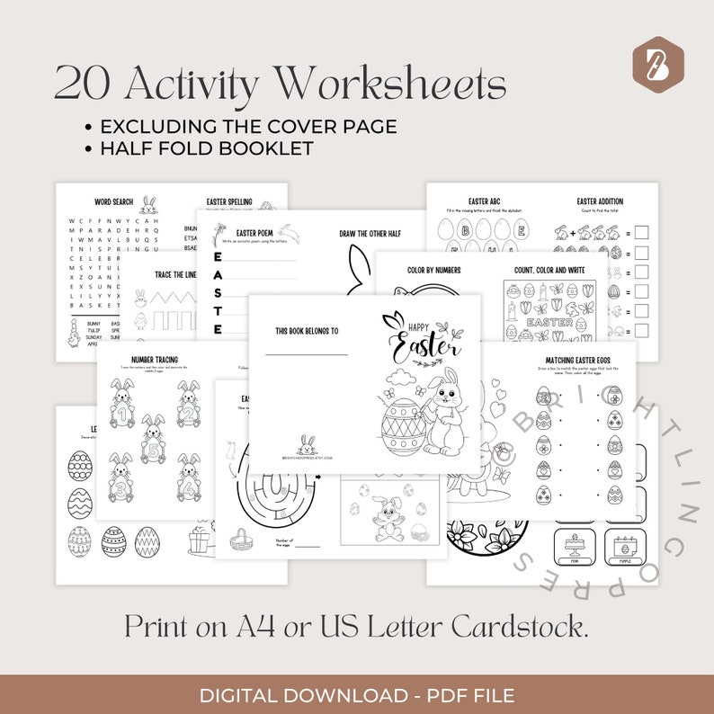 Easter Day Activities (20 Worksheets) Easter Egg Booklet, Easter Egg Hunt Party Activity, Valentine Printables, Digital Download