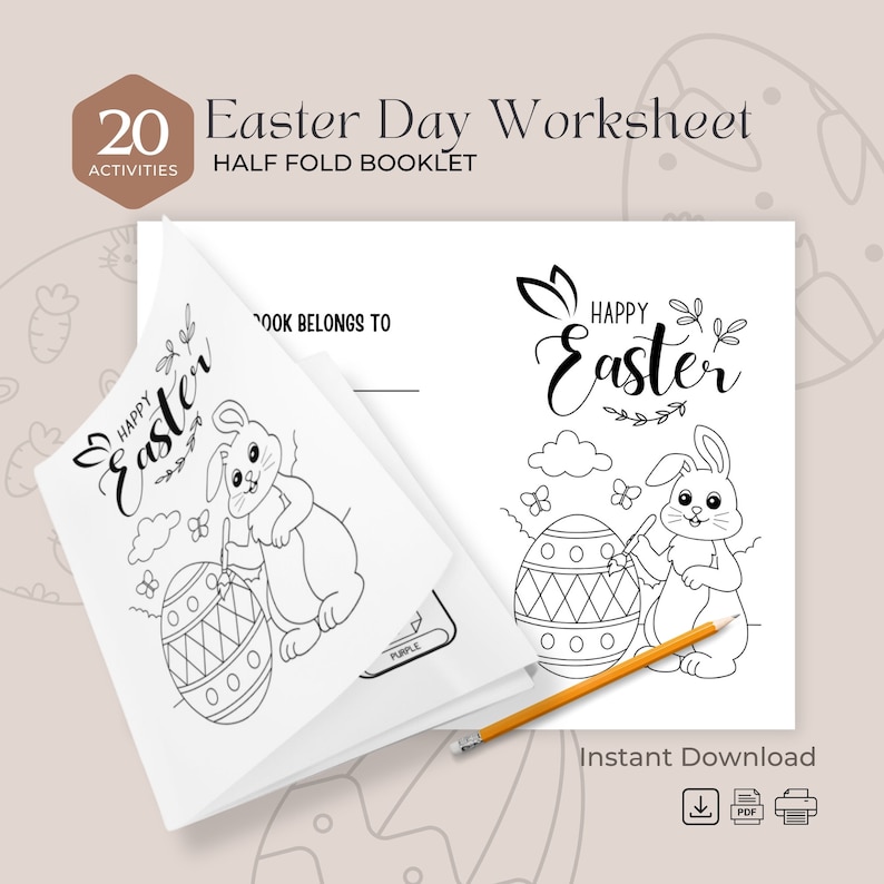 Easter Day Activities (20 Worksheets) Easter Egg Booklet, Easter Egg Hunt Party Activity, Easter Printables, Digital Download