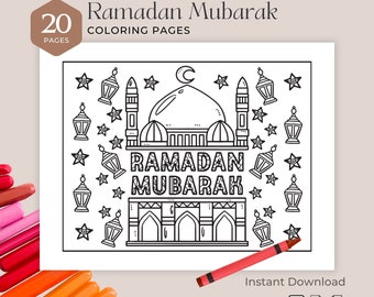 Ramadan Mubarak Coloring Pages (20 Sheets) Ramadan Kareem Coloring Pages | PreK, Kindergarten & Homeschool | Digital Download