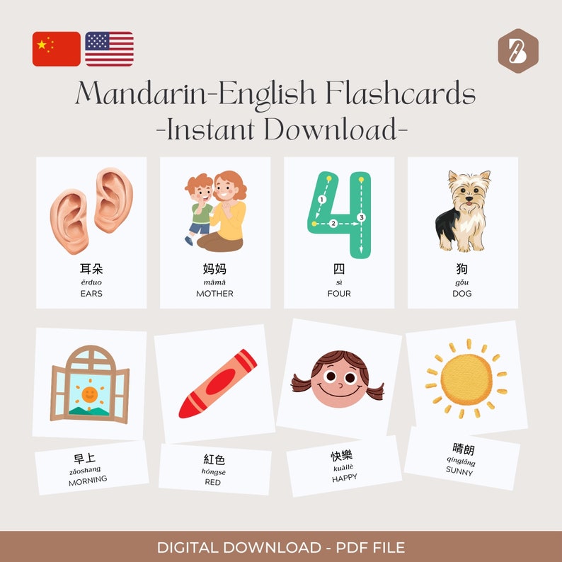 First Mandarin Words Flashcards 72 Cards W/ English Translation Mandarin Printable Flashcards ...