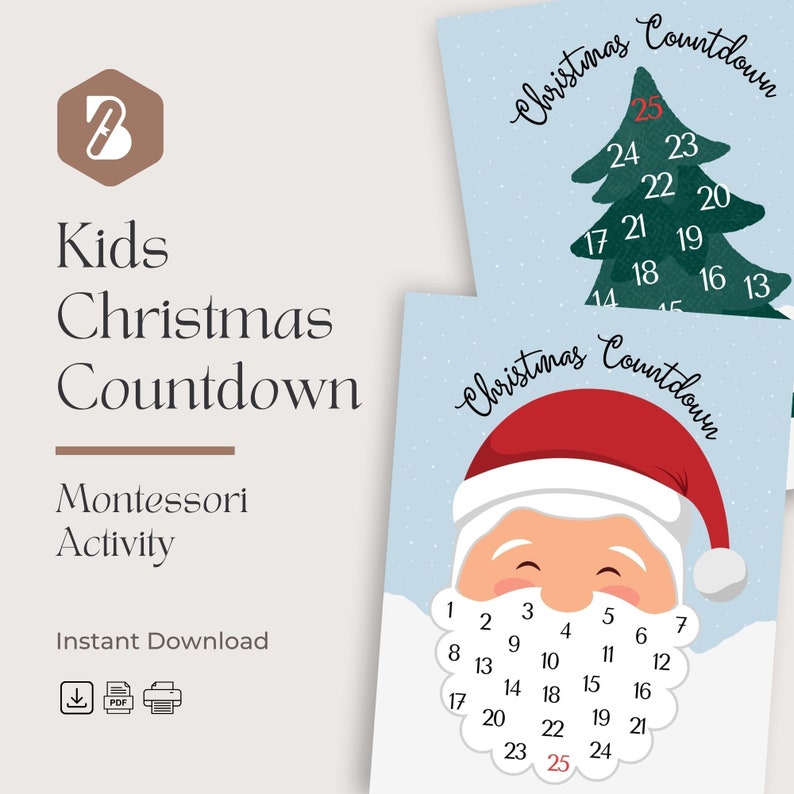 Kids Christmas Advent Countdown Calendar Christmas Tree Christmas