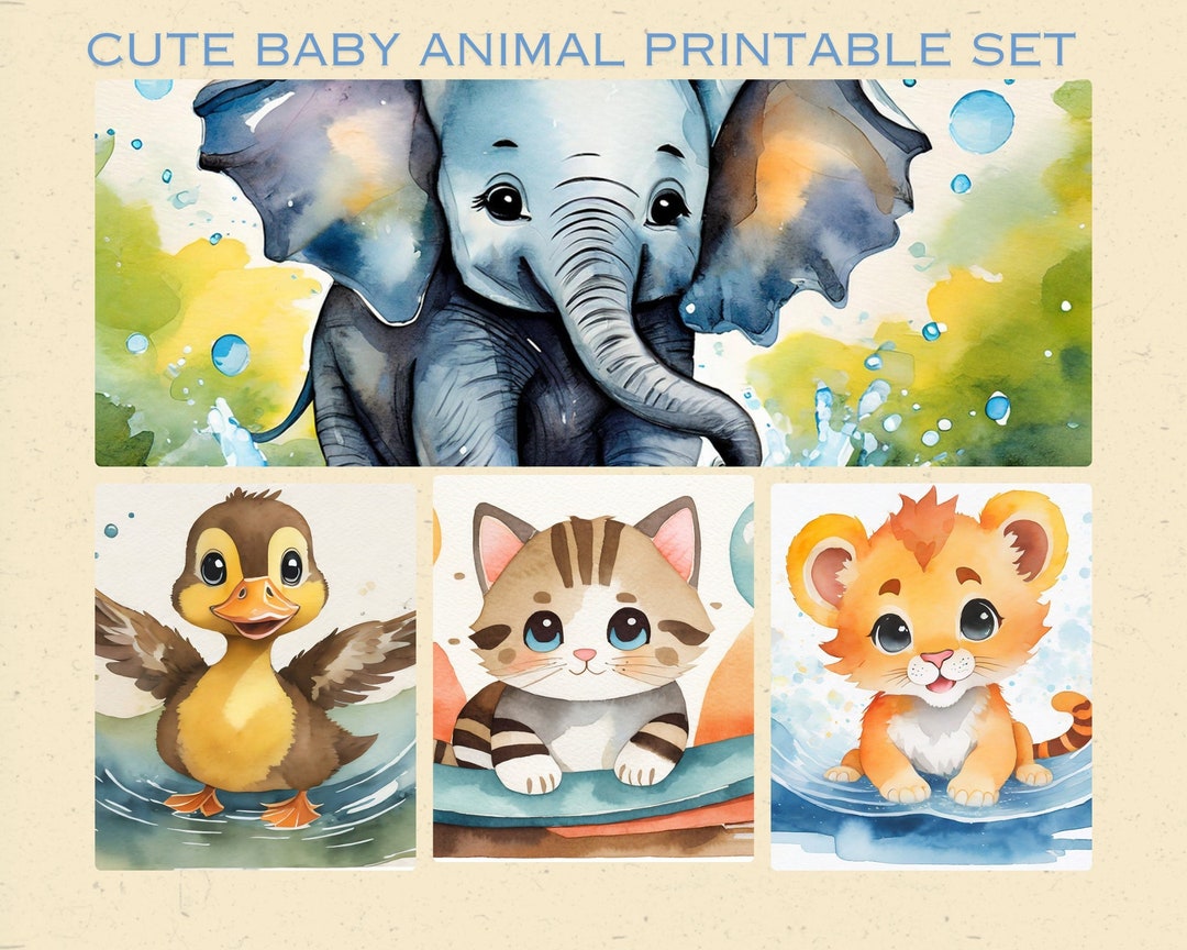 Cute Baby Animal Printable Collection, Children Room Decor, Interior ...