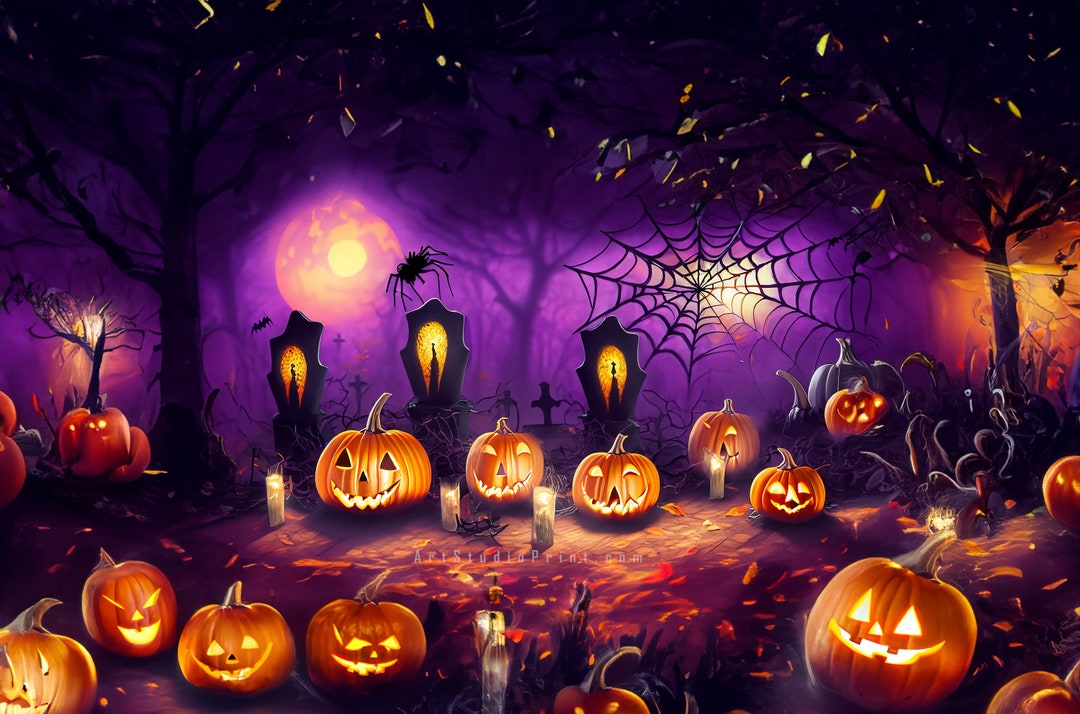 Spookify Your Space Wall Art. Hallowing Theme Spider Webs, Pumpkins ...