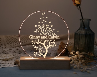 Tree Of Love Couples Night Light，Newlywed Gifts，Couples Anniversary Gift， Wedding Gift， LED Night Light， Gift For Her，Valentines Gift