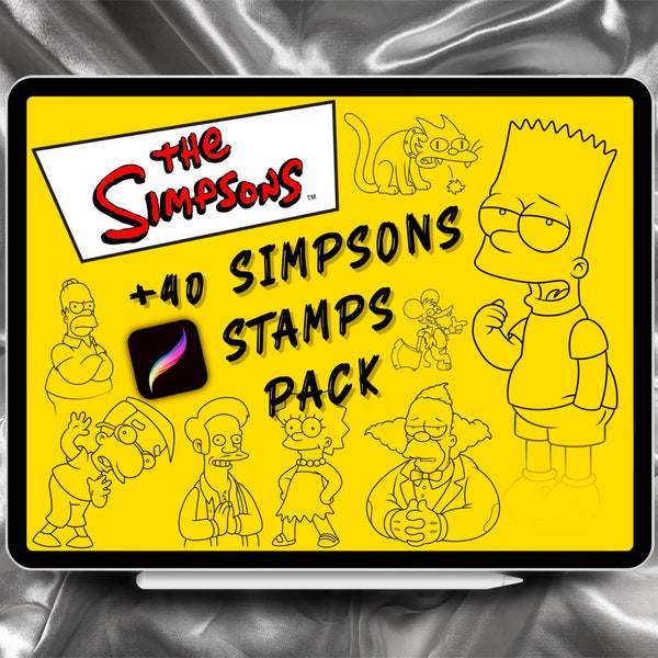 Simpsons Tattoo Designs +40 Stamps Pack | INSTANT DOWNLOAD | Simpsons Brushes | Procreate Brush | Commercial Use Allowed