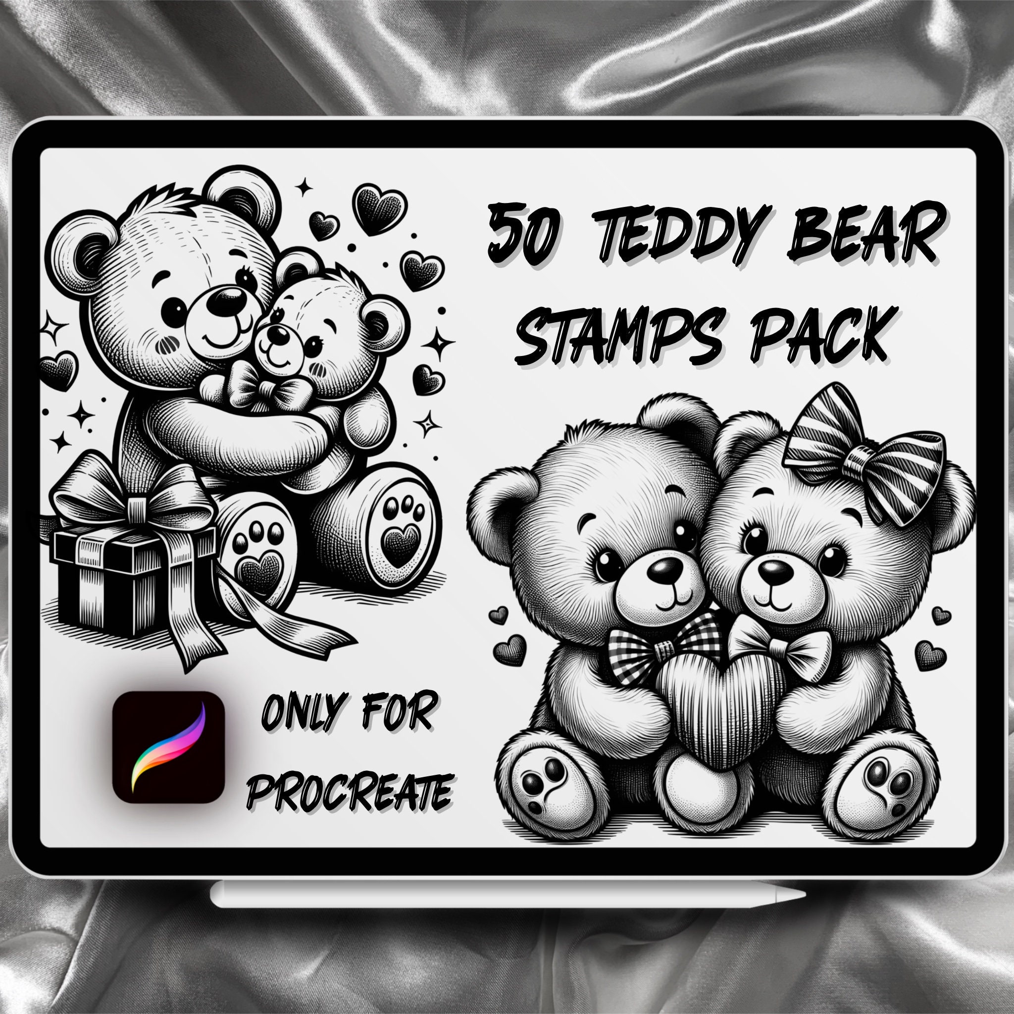 Teddy Bear Tattoo Designs 50 Stamps Pack | INSTANT DOWNLOAD | Teddy ...