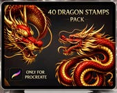Dragon Tattoo Designs – 40 Procreate Dragon Brushes, Tattoo Flash Stamps, Instant Download, Commercial Use