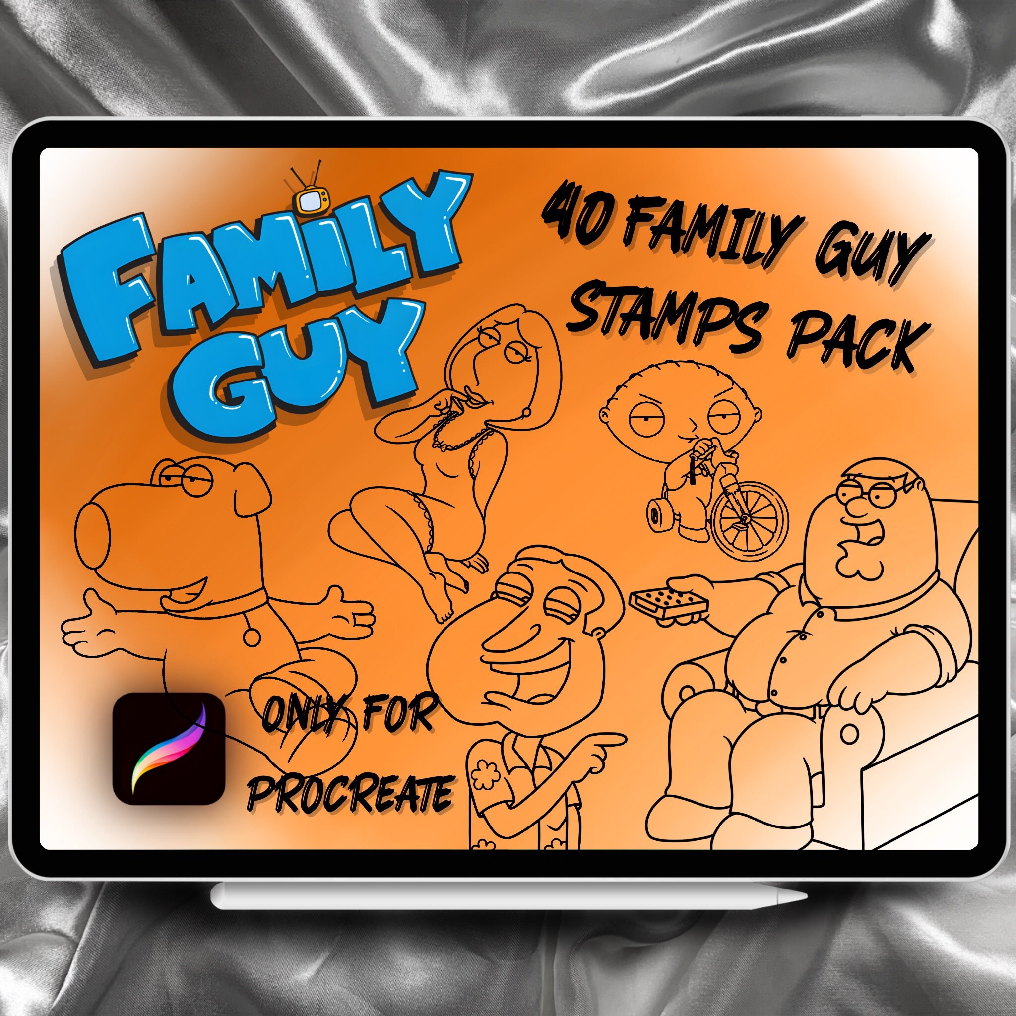 Family Guy Tattoo Designs 40 Stamps Pack | INSTANT DOWNLOAD | Family Guy Brushes | Procreate Brush | Commercial Use Allowed
