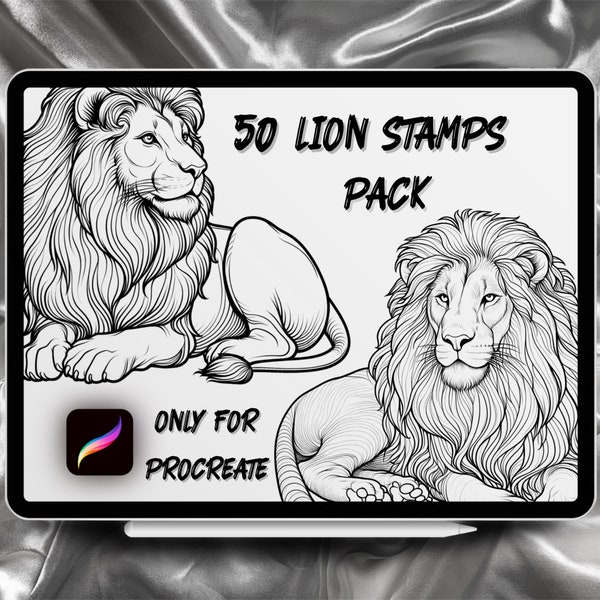 Lion Tattoo Designs 50 Stamps Pack | INSTANT DOWNLOAD | Lion Brushes | Procreate Brush | Commercial Use Allowed