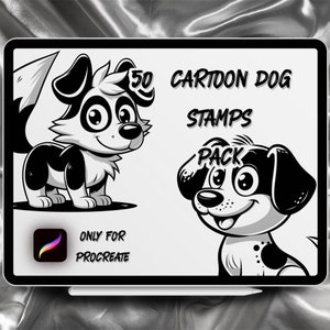 Cartoon Dogs Tattoo Designs 50 Stamps Pack | INSTANT DOWNLOAD | Cartoon Dogs Brushes | Procreate Brush | Commercial Use Allowed