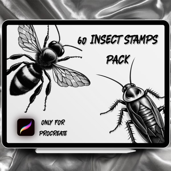 Insects Tattoo Designs 60 Stamps Pack | INSTANT DOWNLOAD | Insect Brushes | Procreate Brush | Commercial Use Allowed