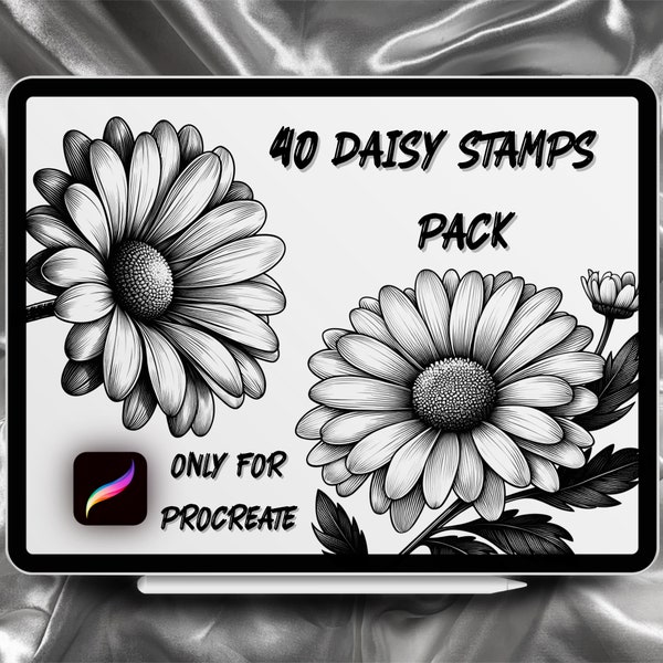 Daisy Tattoo Designs 40 Stamps Pack | INSTANT DOWNLOAD | Daisy Brushes | Procreate Brush | Commercial Use Allowed
