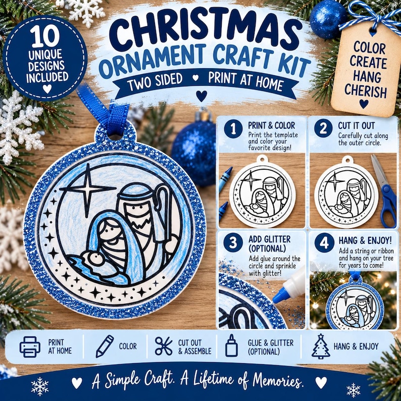 Christian Christmas Ornament Craft for Kids | Nativity Coloring ...