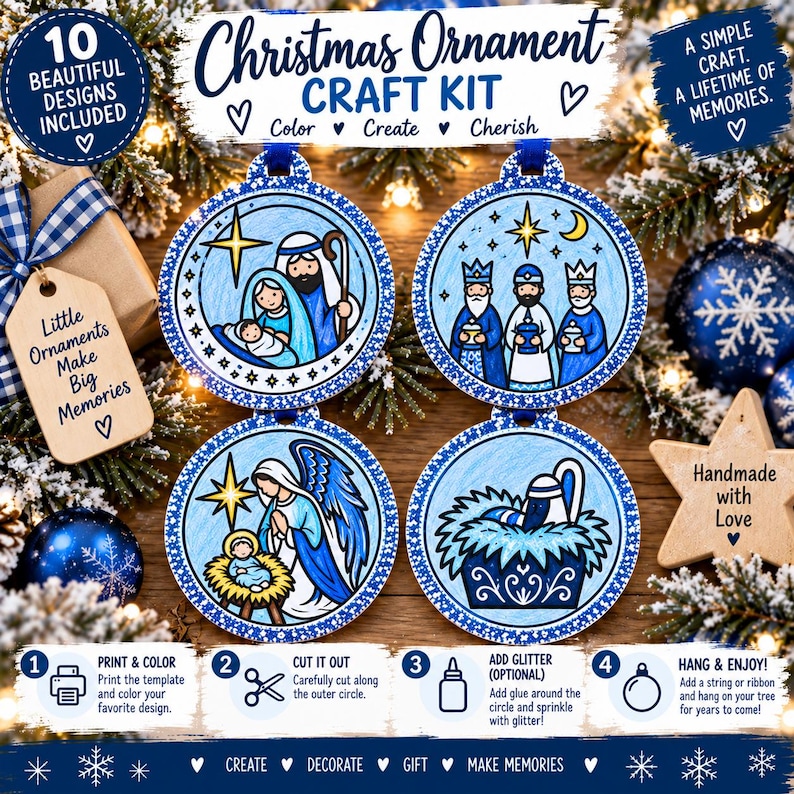 Christian Christmas Ornament Craft for Kids | Nativity Coloring ...