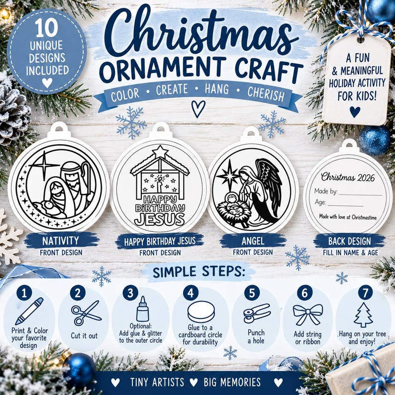 Christian Christmas Ornament Craft for Kids | Nativity Coloring ...