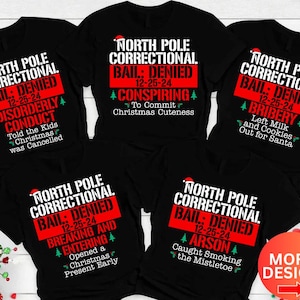 Passende Familien-Weihnachts-T-Shirts, Nordpol-Korrektur, lustige Gruppe-Weihnachtst-T-Shirts, Feiertags-T-Shirts, Weihnachtsfest-Mama-Vater scherzt T-Shirts