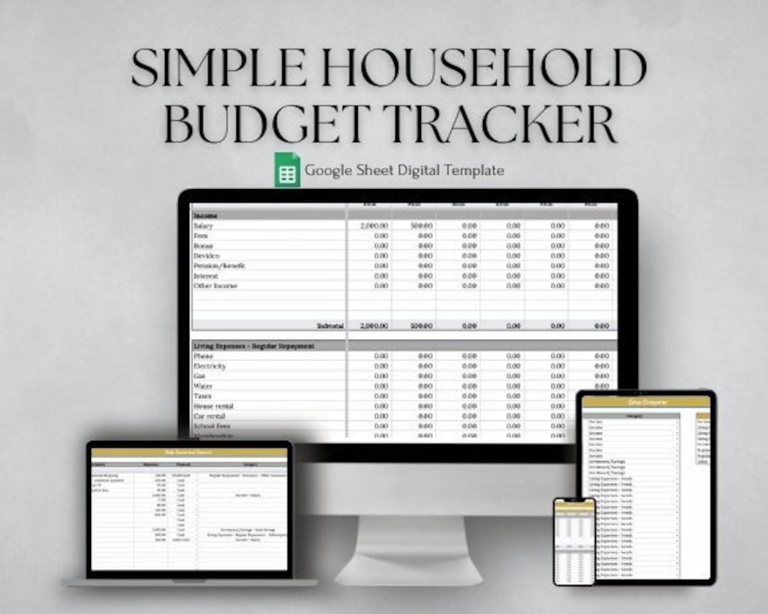 Simple Household Budget Tracker - Etsy