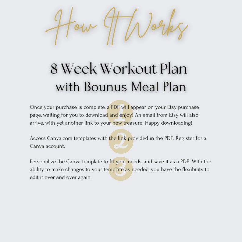 8 Week Workout Plan With Bonus Meal Plans - Etsy