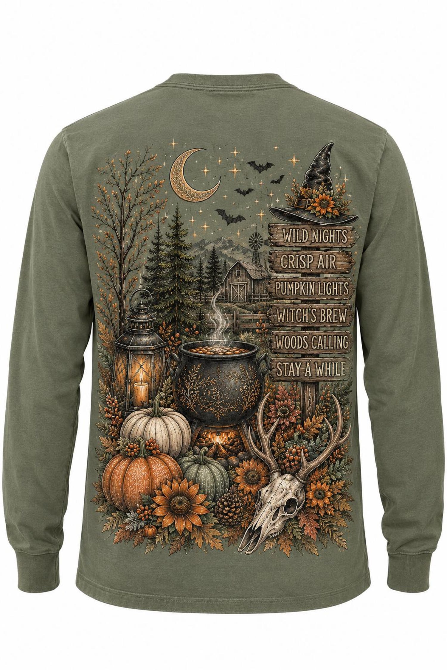 Wild Nights Halloween Long Sleeve Shirt – Rustic Fall