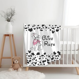Gepersonaliseerde naam meisjes dalmatiër puppy deken, aangepaste naam deken, dalmatiër vlek babydeken, dalmatische hond cadeau, dalmatiër kwekerij