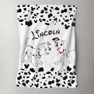 Personalized Name Dalmatian Puppy Blanket, Custom Name Blanket, Dalmatian Spot Baby Blanket, Dalmatian Dog Mom Gift, Dalmatian Nursery Theme