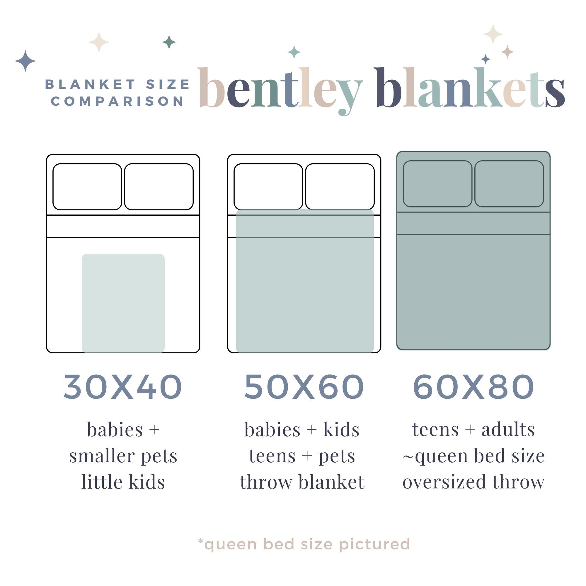 Blue Knit Blanket w/ Embroidered Bows