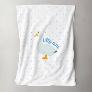 Personalized Goose Blanket with Name, Goose Baby Blanket, Goose nursery theme, baby girl name blanket, farm animal baby blanket, name minky