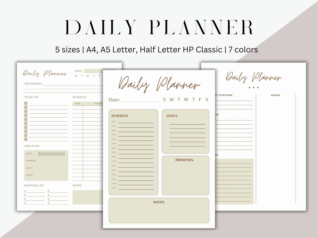 Minimalist Daily Planner Printable Daily Journal Printable - Etsy