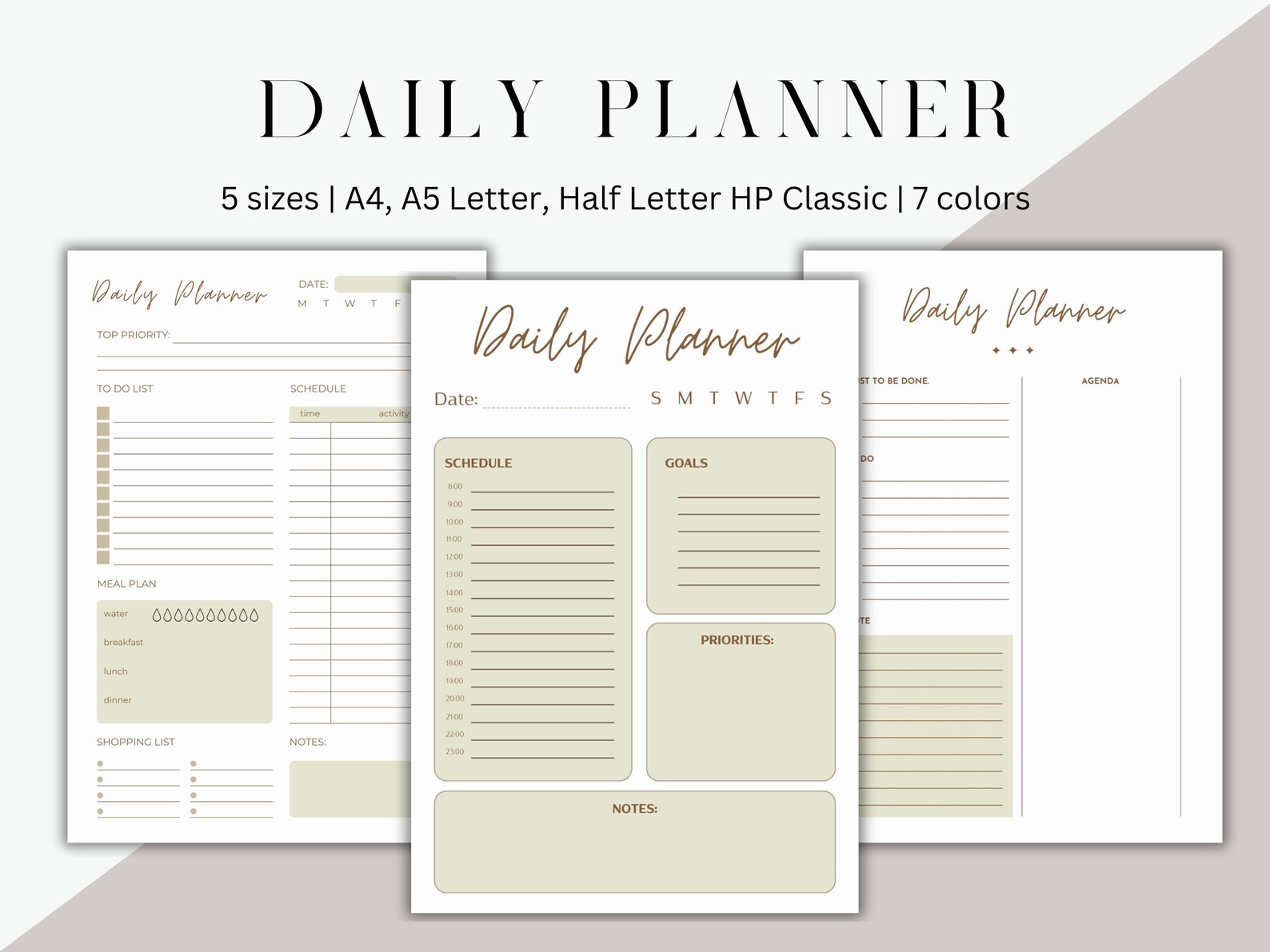 Minimalist Daily Planner Printable Daily Journal Printable - Etsy