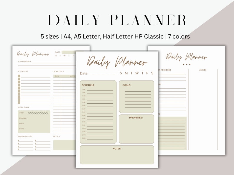 Minimalist Daily Planner Printable Daily Journal Printable - Etsy