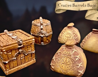 Crates Barrels Bags | DnD | Dungeons & Dragons | Tabletop Miniature | TTRPG | Wargaming | Tavern Terrain | Pirate Ship Scatter | Fantasy