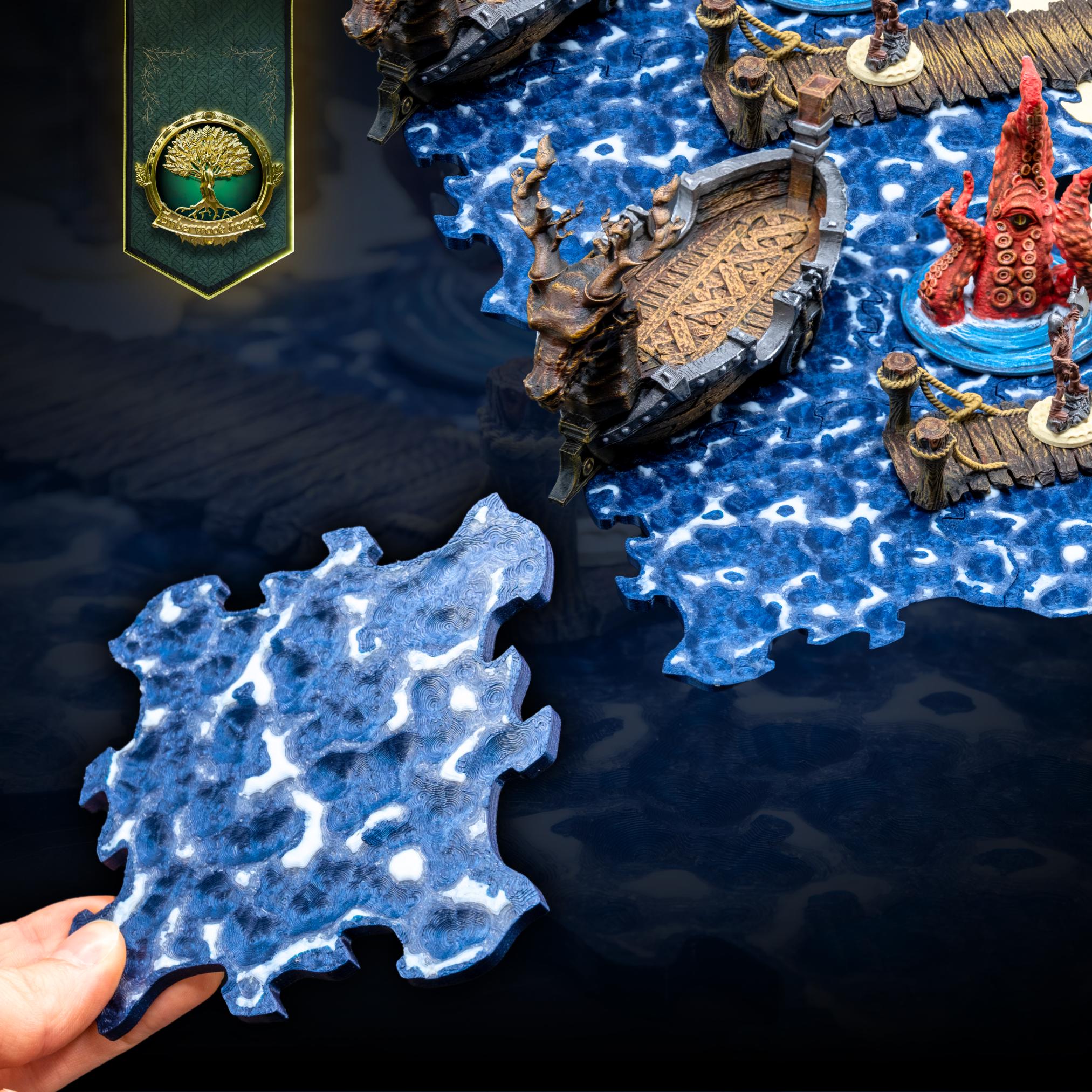 Water Tiles | Multipack | Dungeon Tiles | DnD | Dungeons & Dragons | Tabletop Miniature | RPG | Terrain | Emberwood Forge | 28mm | Fantasy